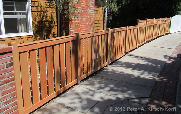 Custom Modern Open Slat Style Redwood Fence (Street Side View)- Lake Hollywood, CA